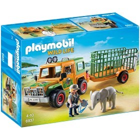 Bild på Playmobil Wild Life - Skötare terrängbil med elefant 6937