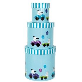 Bild på JaBaDaBaDo Runda förvaringslådor Dalmatiner 3-pack (Blå)