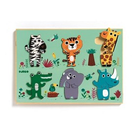 Bild på Djeco Träpussel Coucou jungle 12-bitar
