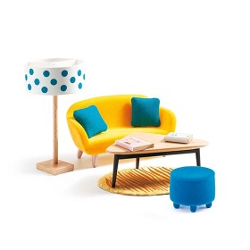 Bild på Djeco, The orange living room Dockskåpsmöbler