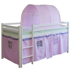 Bild på Loftbed Childrenbed Ladder Tunnel Pine Curtain Pink 90x200