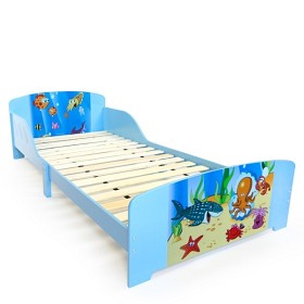 Bild på Childrens Bed Wooden Bed Toddler Kids junior Bed Furniture ocean
