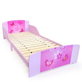 Bild på Childrens Bed Wooden Bed Toddler Kids junior Bed Furniture butterfly