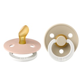 Bild på BIBS Colour 2-pack Latex Nattnapp 0-6 mån Anatomisk (Blush GLOW/Vanilla GLOW)