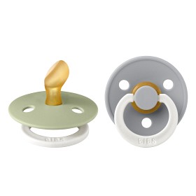 Bild på BIBS Colour 2-pack Latex Nattnapp 0-6 mån Anatomisk (Sage GLOW/Cloud GLOW)