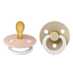 Bild på BIBS Colour 2-pack Latex Nattnapp 0-6 mån Symmetrisk (Blush GLOW/Vanilla GLOW)