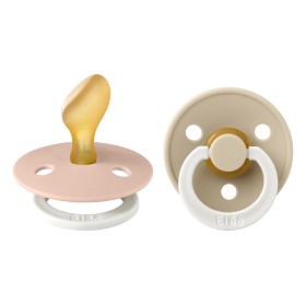 Bild på BIBS Colour 2-pack Latex Nattnapp 6-18 mån Anatomisk (Blush GLOW/Vanilla GLOW)
