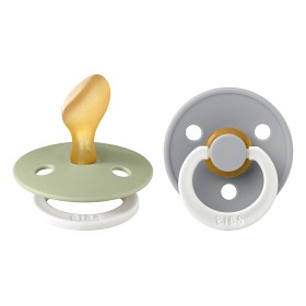 Bild på BIBS Colour 2-pack Latex Nattnapp 6-18 mån Anatomisk (Sage GLOW/Cloud GLOW)