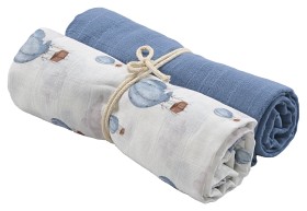 Bild på Borganäs Muslinfilt Ballong 2-pack (Blå)
