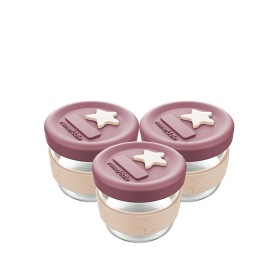 Bild på Cherub Baby Matburk Glas/Silikon 3-pack (Dusty Rose/Sand)