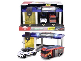 Bild på Dickie Toys Svensk Räddningsstation med polisbil och brandbil