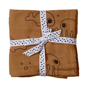 Bild på Done by Deer Sea Friends Filtar 120x120cm 2-pack (Mustard)