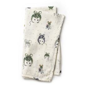 Bild på Elodie Bamboo muslin filt Forest Mouse (Vit)