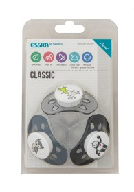 Bild på Esska Napp Classic silikon 3-pack (Grå/Svart)