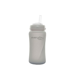 Bild på Everyday Baby Sugrörsflaska Glas Helathy + (Quiet Grey)