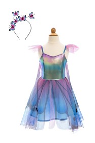 Bild på Great Pretenders Fjärilsklänning Twirl + vingar & diadem (Blå/lila) (2-4 år)