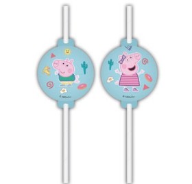 Bild på Greta Gris Papperssugrör (4-pack)