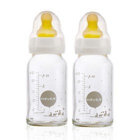 Bild på Hevea Nappflaska i glas 120ml 2-pack