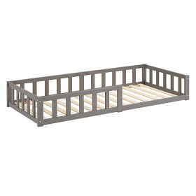 Bild på Homestyle Golvsäng 90x200 cm med skyddskanter (Grå)