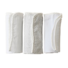 Bild på Jack o Juno Pom Pom Mini Muslinfiltar 3-pack (Pearl & Giraffe Gray)