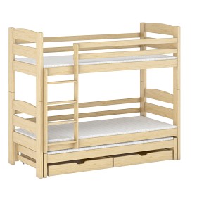 Bild på Lano Meble Cezar Våningssäng med extrasäng och lådor 90x200 (Furu)
