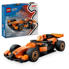 Bild på LEGO City 60442 F1 förare med McLaren racerbil