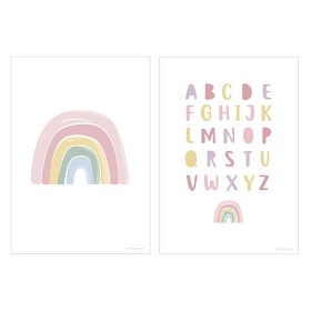 Bild på Little Dutch Poster A3 Regnbåge Alfabet (Pink)