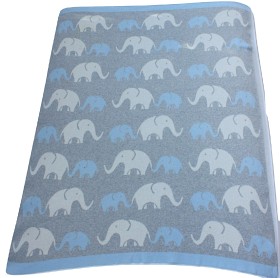 Bild på Little Lizzy Organic Babyfilt (Blå Elefant)