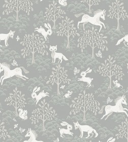 Bild på Littlephant Tapet Fairytale Fox (Dusty mid Blue)