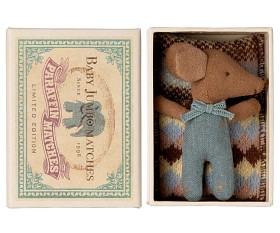 Bild på Maileg Sleepy wakey babymus i tändsticksask (Blå)