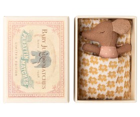 Bild på Maileg Sleepy wakey babymus i tändsticksask (Rose)