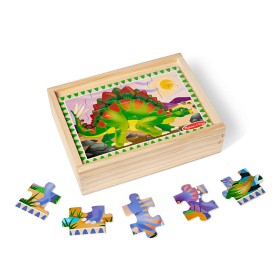 Bild på Melissa & Doug Pussellåda i trä med dinosaurier (4x12 bitar)