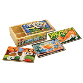 Bild på Melissa & Doug Pussellåda i trä med husdjur (4x12 bitar)