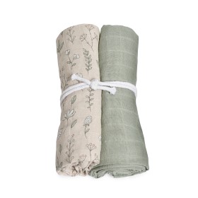 Bild på Mini Dreams Muslinfilt Blomsteräng 2-pack (Sand)