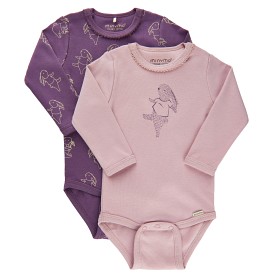 Bild på MINYMO 2-Pack Långärmad Body (Lila/Ljusrosa) Strl. 80
