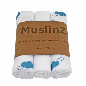 Bild på MuslinZ Muslinfiltar 3-pack Moln (Blå)