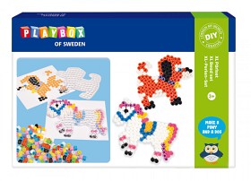 Bild på Playbox Pärlset XL-rörpärlor 600 st (Häst och hund)