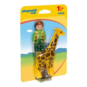 Bild på Playmobil 1.2.3 - Djurskötare med giraff 9380