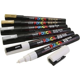 Bild på Posca Marker PC-3M 6 st (Guld/silver/vit)
