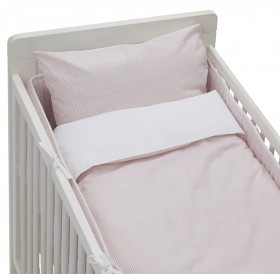 Bild på Rätt Start Bäddset Eko Spjälsäng (Randigt Rosa)
