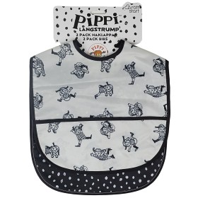 Bild på Rätt Start Pippi Långstrump Cirkus Haklappar 2-pack (Svart/Vit)