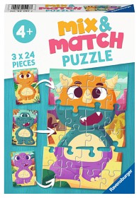 Bild på Ravensburger Pussel Mix & Match Gulliga dinosaurier (3x24-bitar) 