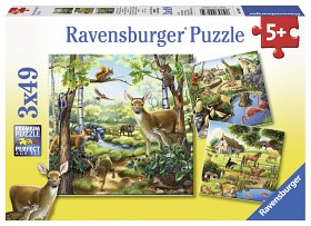 Bild på Ravensburger Pussel Skog, zoo och bondgård 3x49-bitar