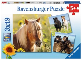 Bild på Ravensburger Pussel Söta Ponys 3x49-bitar