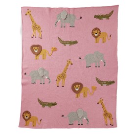 Bild på Rice Babyfilt Stickad Animals (Pink)