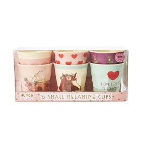 Bild på Rice Mugg Melamin 6-pack Small (Bondgårdsdjur Rosa)
