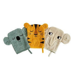 Bild på Roommate Roommate Tvättlappar 3-p Koala, Tiger, Elefant