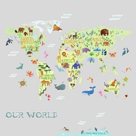 Bild på RoomMates Wallsticker Kids World Map