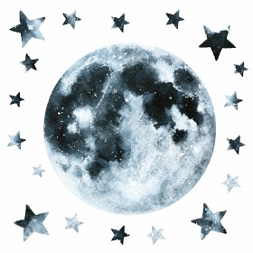 Bild på RoomMates Wallsticker Moon Glow in the Dark