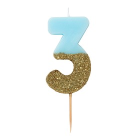 Bild på Talking Tables BDAY Tårtljus 3 (Blå)
